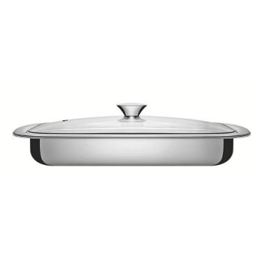 Imagem de Assadeira Tramontina Cosmos Retangular em Aço Inox com Tampa de Vidro 43 cm 4 Litros 61315434