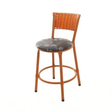 Imagem de Banqueta Baixa Encapada Junco Imbuia Bar Bistro Americana Cozinha - ES