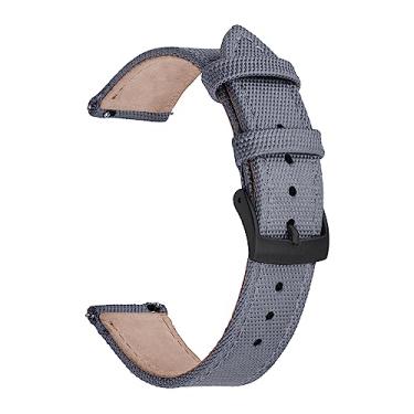 Imagem de JWNSPA Pulseiras de relógio híbridas de couro e nylon à prova d'água – Liberação rápida 18 mm, 20 mm, 22 mm, pulseira de reposição com fivela prata/preto/dourada para homens e mulheres (22 mm, fivela