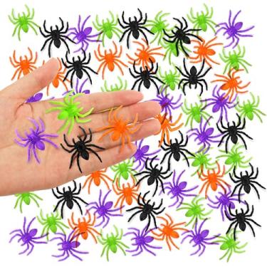 Imagem de Lxzyu Plastic Spiders Halloween Spiders Small Fake Spiders for Halloween Toys Props Halloween Decorations Party Decor 50 PCS 4 Colors Plastic Spiders Prank Toy for Home Indoor Party Decorations