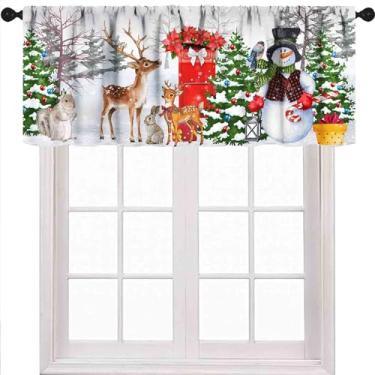 Imagem de Cortina de Natal para janelas, floco de neve de inverno, árvore de Natal, decoração de janela, painéis curtos para quarto, sala de estar, banheiro, 1 peça, 137 x 45 cm