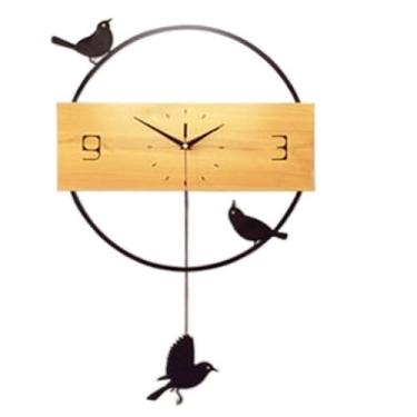 Imagem de XFNVXC Relógio de parede para quarto, relógio de parede criativo para decoração de sala de estar, relógio de parede com pêndulo de pássaro, design artístico, silencioso, sem tique-taque para quarto