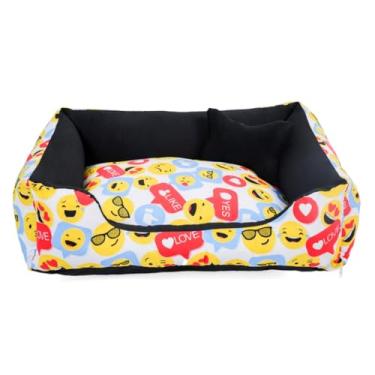 Imagem de Cama para Pet em Formato de Ninho - Conforto Seguro, Fundo Impermeável e Design Aconchegante para Cachorros e Gatos (Emoji)
