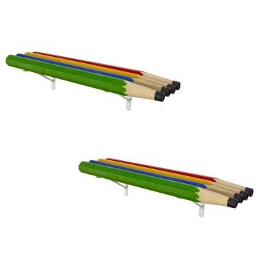 Imagem de Kit 2 Prateleiras Infantil Lápis Coloridos Quarto Menino Menina Design Temático Organizador Mobília Decor