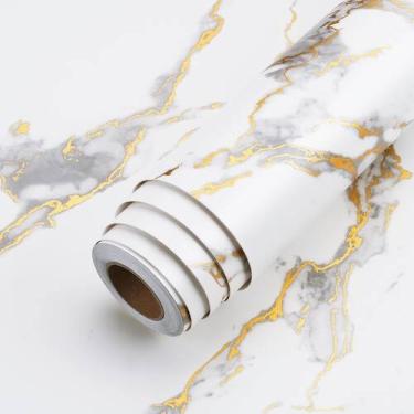 Imagem de Papel de contato de bancada LACHEERY Gold White Marble 40x700cm