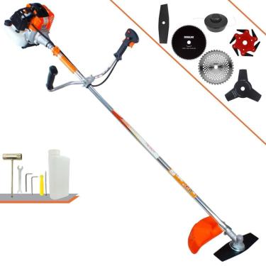 Imagem de Roçadeira Lateral À Gasolina Vulcan VR430S 43cc 1,7HP 10.000rpm Alta Performance Podador de Grama Completa Com Carretel Nylon e Kit 5 Lâminas de Corte