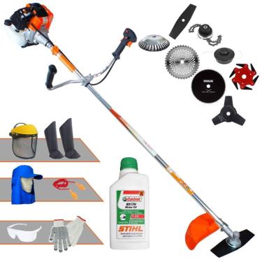 Imagem de Máquina de Cortar Grama Profissional À Gasolina Vulcan VR430S 43cc 1,7HP 10.000rpm Roçadeira Completa Com 8 Opções de Cortes + EPI + ÓLEO STIHL 2T