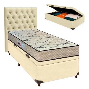 Imagem de Kit Cama Box Bau + Cabeceira + Colchão Solteiro D33 - Maxsono - Paropas