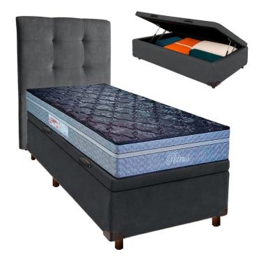 Imagem de Kit Cama Box Bau + Cabeceira + Colchão Solteiro Molas Ensacadas - Petrus - Paropas
