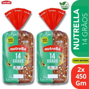 Imagem de 2 Pães Integrais 14 Grãos Nutrella 100% Natural de 450g cada