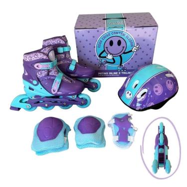 Imagem de Patins Infantil 2 Em 1 Inline Triline Smile Glumi Tam 32-35