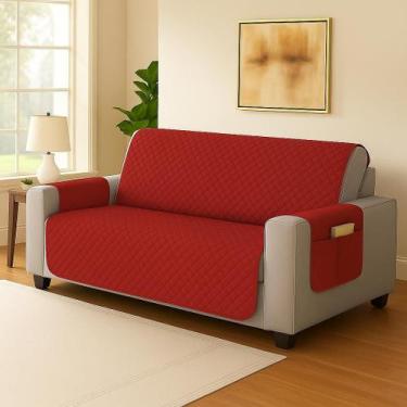 Imagem de Protetor de Sofá 2 Lugares Pequeno com Bolso Porta Objetos  Microfibra