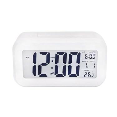 Imagem de Despertador Digital de Mesa Moderno, Relógio com Display Retangular para Escritório e Quarto(BRANCO)