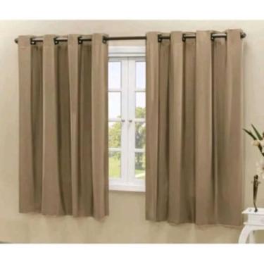 Imagem de Cortina Blackout PVC Vedação Total de Luz Para Sala e Quarto com Ilhós Cromado(Avelã,1,10 x 1,30)