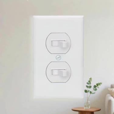 Imagem de Interruptor de aterramento de 15A 120V - polo único duplo com tampa, grau residencial, interruptor de parede elétrico liga/desliga, branco brilhante listado pela UL