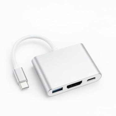 Imagem de Adaptador USB-C HDMI 4K com Porta USB 3.0 e PD – Hub Tipo-C 3 em 1 para Notebook, MacBook, Celular e Sistema Samsung