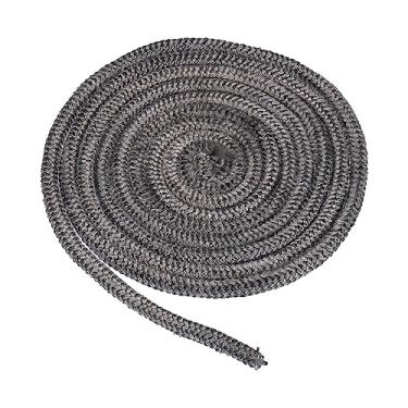 Imagem de Gaxeta de fogão a lenha de 0,6 cm x 218 cm, fibra de vidro de grafite redonda resistente a altas temperaturas, substituição de corda de vedação para fogões e porta de lareira, preta