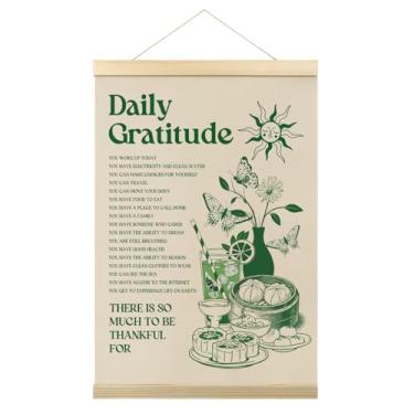 Imagem de Pôster retrô para estética de quarto, moldura inspiradora de gratidão diária, citações inspiradoras, arte de parede para sala de estar, arte de parede para sala de estar estética