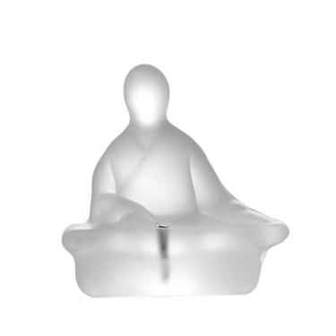 Imagem de Mini estátua de Buda Zen de vidro, decoração de casa, enfeite de cristal finamente esculpido, artesanato de mesa, chá transparente (estilo B)