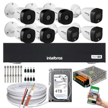 Imagem de Kit CFTV 8 Câmeras Intelbras 3 cam Full Color 5 cam 1220b Full Hd Dvr 3008-C C/HD 4TB