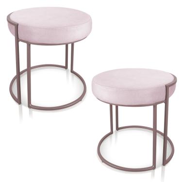 Imagem de KIt 02 Puffs Love Suede Rosa bebê Base Industrial Rose - D'Rossi