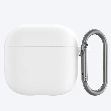 Imagem de Capa protetora para fones de ouvido AirPods 4/capa de silicone Bluetooth para fone de ouvido, branca