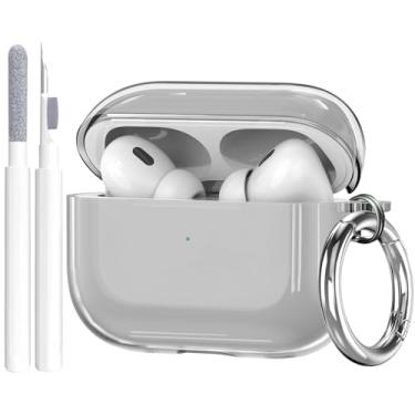 Imagem de OTOPO Capa transparente para Airpods Pro 3 com kit de limpeza 2025, TPU macio transparente Apple AirPods Pro 3ª geração, capa protetora para mulheres e homens para iPod Pro3 - preto transparente