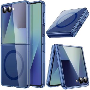 Imagem de JETech Capa Magnética para Samsung Galaxy Z Flip 7 2025 Compatível com MagSafe, Case Capinha Protetora Transparente de PC Rígido que Não Amarelece e Antirriscos (Azul)