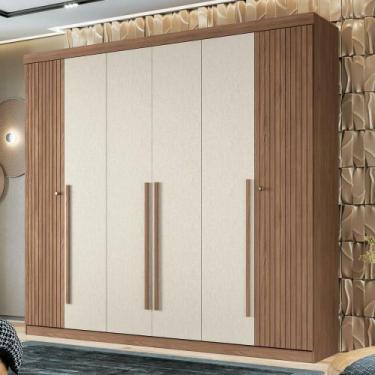 Imagem de Guarda-Roupa Casal Loanda 6 Portas 4 Gavetas Ripado Jatoba/Areia - Pnr