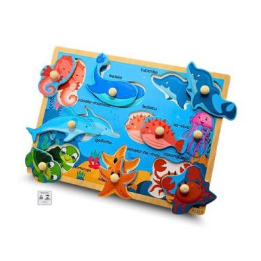 Imagem de Jogo de Encaixe Fundo do Mar com Pino Montessori Yins Kids Brinquedo D