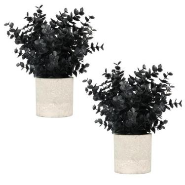 Imagem de Velener, 2 peças, pequenas plantas artificiais de eucalipto preto, 8 c