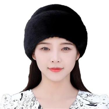 Imagem de Chapéu de pescador feminino de cabelo natural espesso elegante chapéu de esqui feminino quente preto