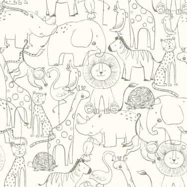 Imagem de Livelynine Papel de parede animal zoológico preto e branco descasque e cole 43 x 192 cm