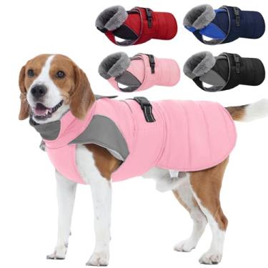 Imagem de Nanaki Casacos quentes para cães para o inverno, coleira peluda forrada com lã, roupa de neve refletiva à prova d'água com orifício para trela para caminhadas ao ar livre, caça, jaqueta para filhotes