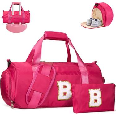 Imagem de Vogewood Presente para meninas de 3, 4, 5, 6, 7, 8, 9, 10, 11 e 12 anos, bolsa de viagem para meninas, bolsa infantil com compartimento para sapatos, bolsa de dança de balé de ginástica personalizada