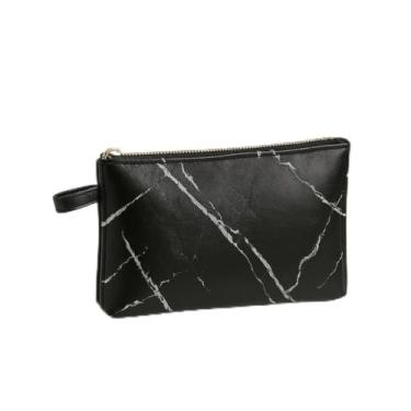 Imagem de Bolsa feminina simples de maquiagem e higiene pessoal de grande capacidade - organizador de armazenamento portátil, Preto, Bolsa cosmética