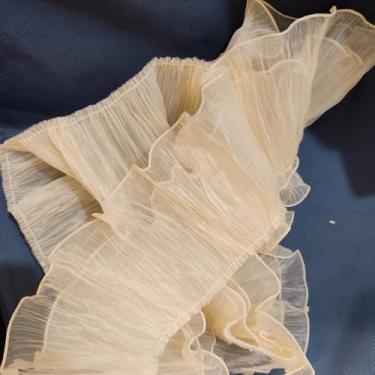 Imagem de 3 jardas plissado de chiffon com acabamento em chiffon duas camadas, bolsa decorativa, tecido de tule, aplique de costura artesanal (cor de carne)