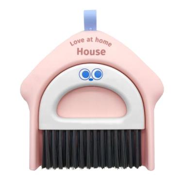 Imagem de Conjunto pequeno de pá e vassoura, mini bandeja de pó portátil com conjunto de escovas de limpeza para mesa de casa, sofá, escritório, teclados, cuidados domésticos de animais de estimação