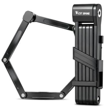 Imagem de Cableet Trava de bicicleta dobrável de 87 cm para serviço pesado – Trava de liga de aço espesso para bicicletas, e-bikes e scooters, mini trava portátil à prova d'água com chaves e suporte de moldura