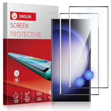 Imagem de 【Pacote com 2】Protetor de tela Sinslen para Galaxy S23 Ultra, protetor de tela de vidro temperado S23ultra, [Curvo 3D] [Anti-arranhões] [Antiimpressões digitais] Protetor de tela de vidro temperado