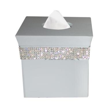 Imagem de nu steel BL9H Suporte quadrado de papel para bancadas de banheiro, cômodas de quarto, mesas, mesas e mesas, acabamento de resina branca, pequeno