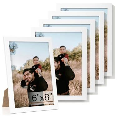 Imagem de Heimlove Conjunto de 5 porta-retratos 15 x 20 cm, molduras brancas para galeria de parede 15,2 x 20,3 cm, colagem de parede ou mesa para documento de certificado