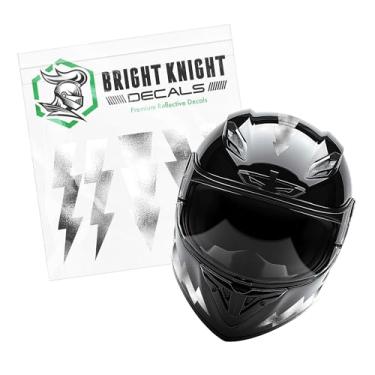 Imagem de Adesivos de Relâmpago Refletivos Bright Knight (Cromado, Pacote com 1) - Adesivos Retrorrefletivos de Capacete Premium 3M para Bicicletas, Motocicletas, Laptops e Mais - Decalques Relâmpago para