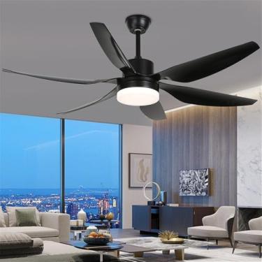 Imagem de Ventilador de teto moderno nórdico com controle remoto, luminária elétrica de luxo para sala de estar, restaurante, quarto, escritório, hotel e villa, com LED (Estilo 3, 1 unidade)