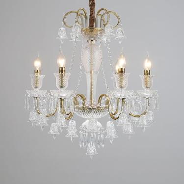 Imagem de Lustre contemporâneo de luxo com cristais dourados, estilo europeu, com iluminação LED, ideal para sala de estar, restaurante, quarto, villa, hotel, duplex, escada, loja de roupas, salão de