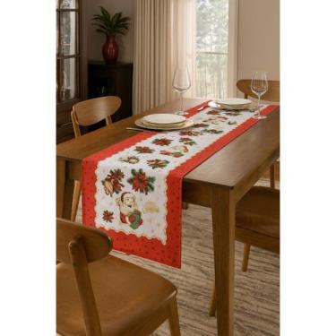 Imagem de Trilho Caminho de Mesa Vermelho Feliz Natal 1m x 35cm - PRA VC, SINOS 