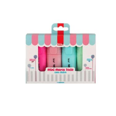 Imagem de Mini Marca Texto Tons Pastéis 4 Cores Com Cheiro - Brw