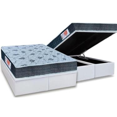 Imagem de Cama Box Baú Queen: Colchão Espuma D45 Orthoflex Comfortpedic Line + Base CRC Courano White(158x198)