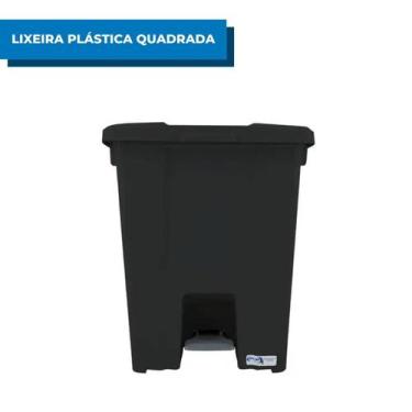 Imagem de Lixeira Plástica Quadrada 30L Com Pedal - JSN, Preta