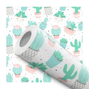 Imagem de Papel de Parede Adesivo Ilustração Cacto Planta Natureza Moderno Quart